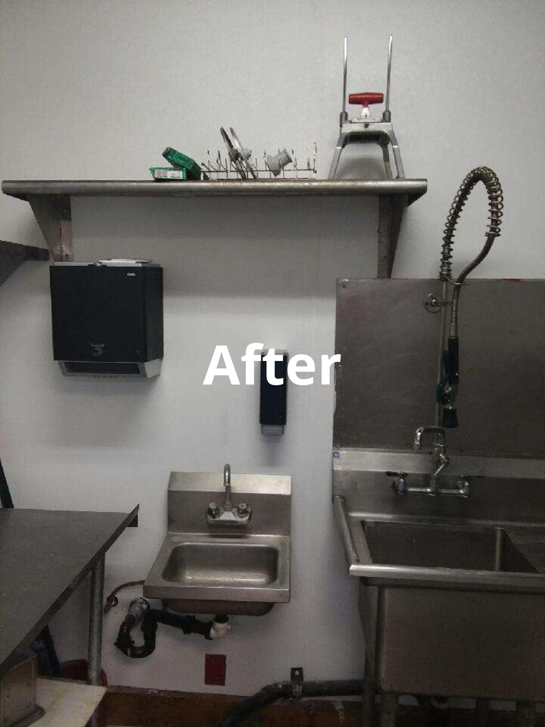 Commercial sink area after renovation