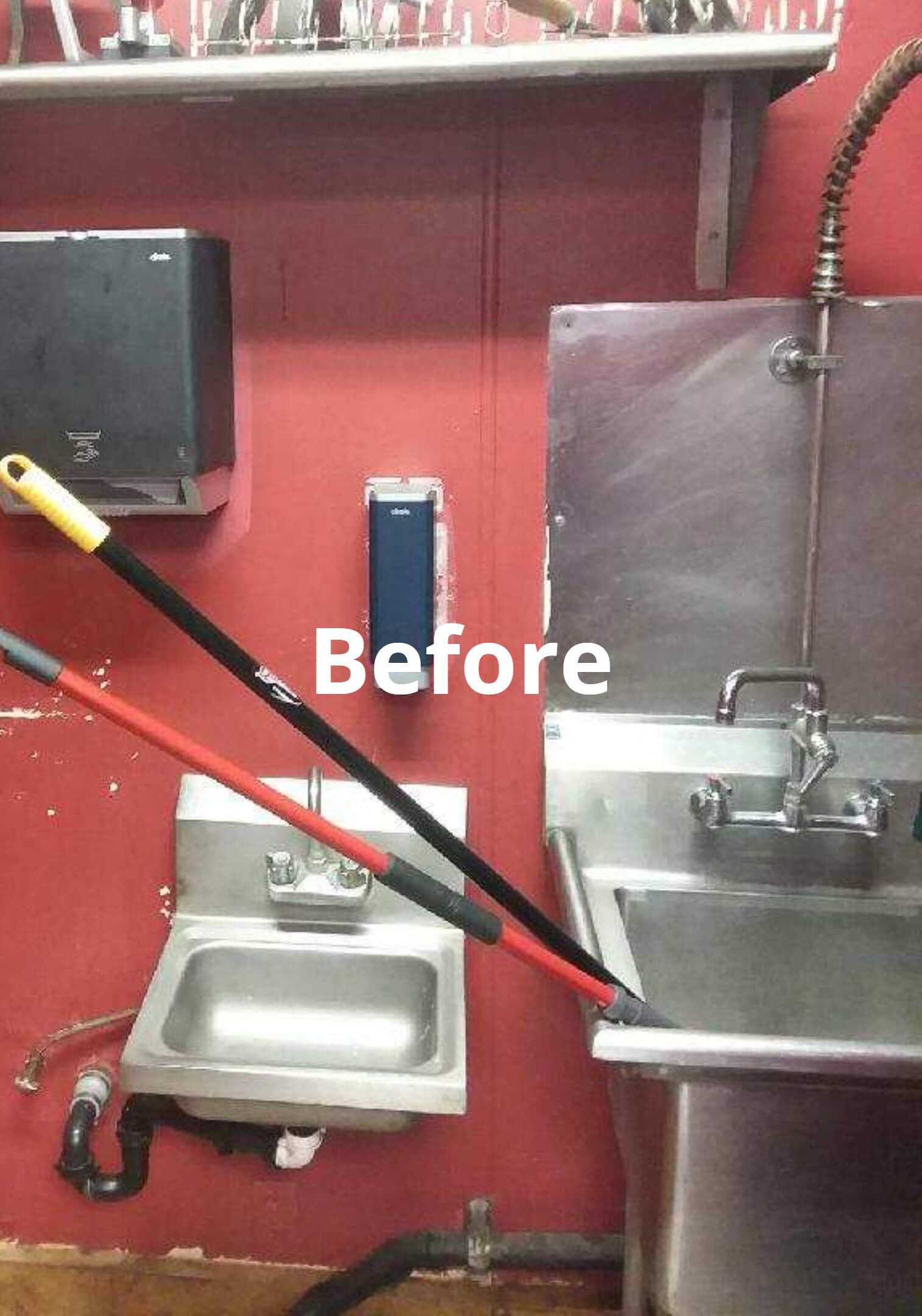 Commercial sink area before renovation