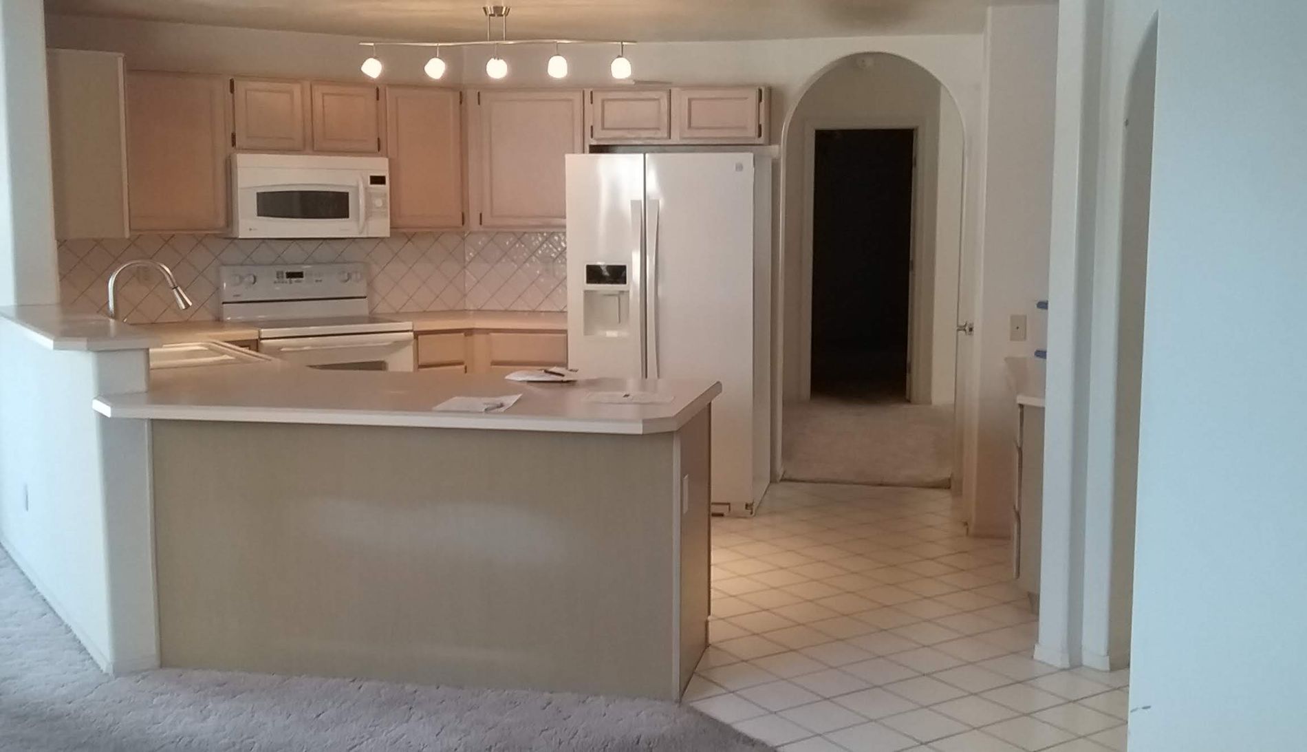 Light-colored kitchen before renovation