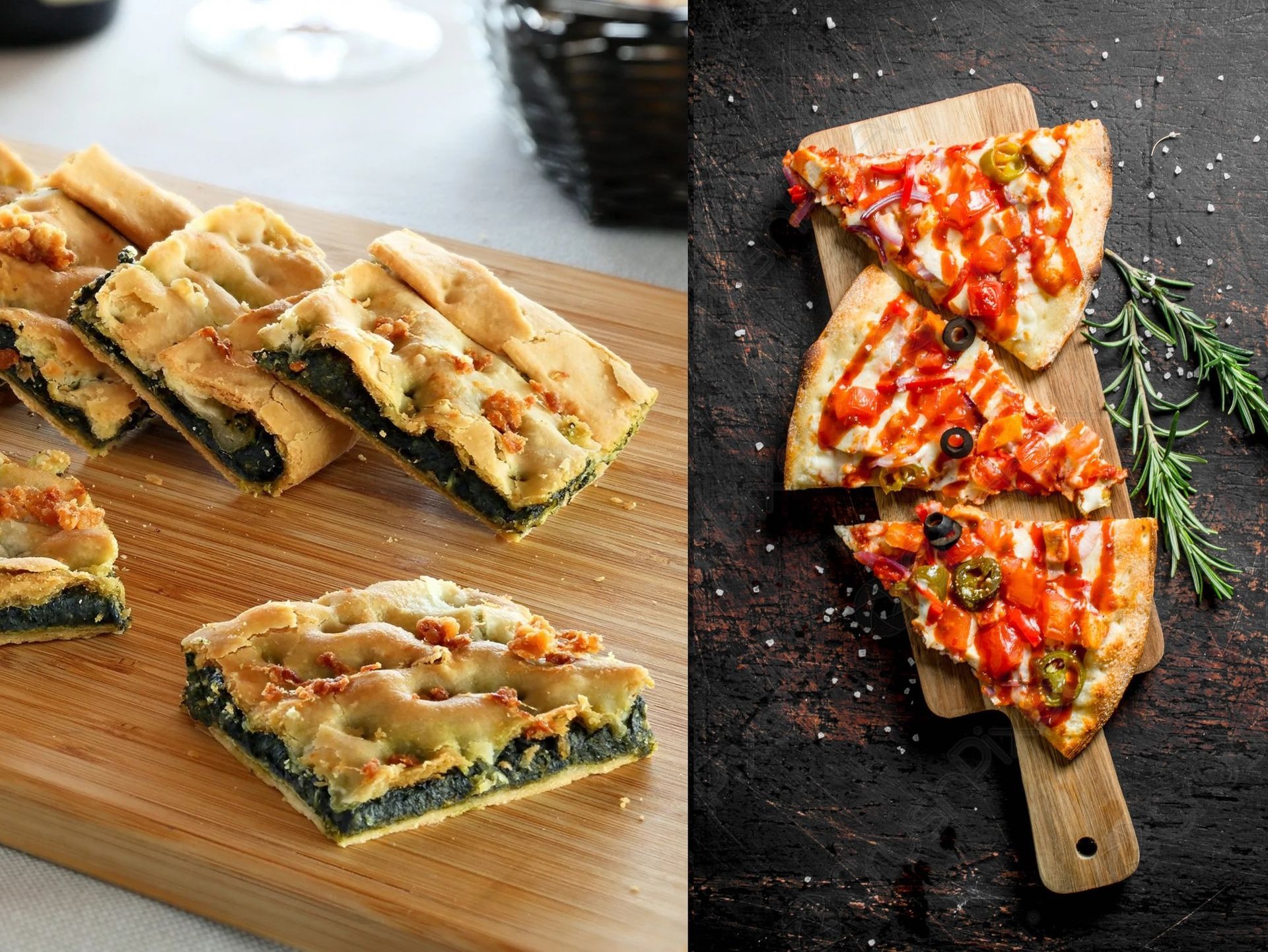 Focaccia farcita e pizze