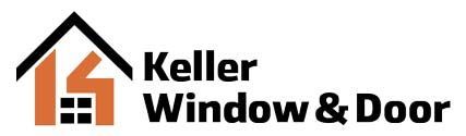 Logo for Keller Window & Door featuring a house-shaped graphic in orange and black with the company name.