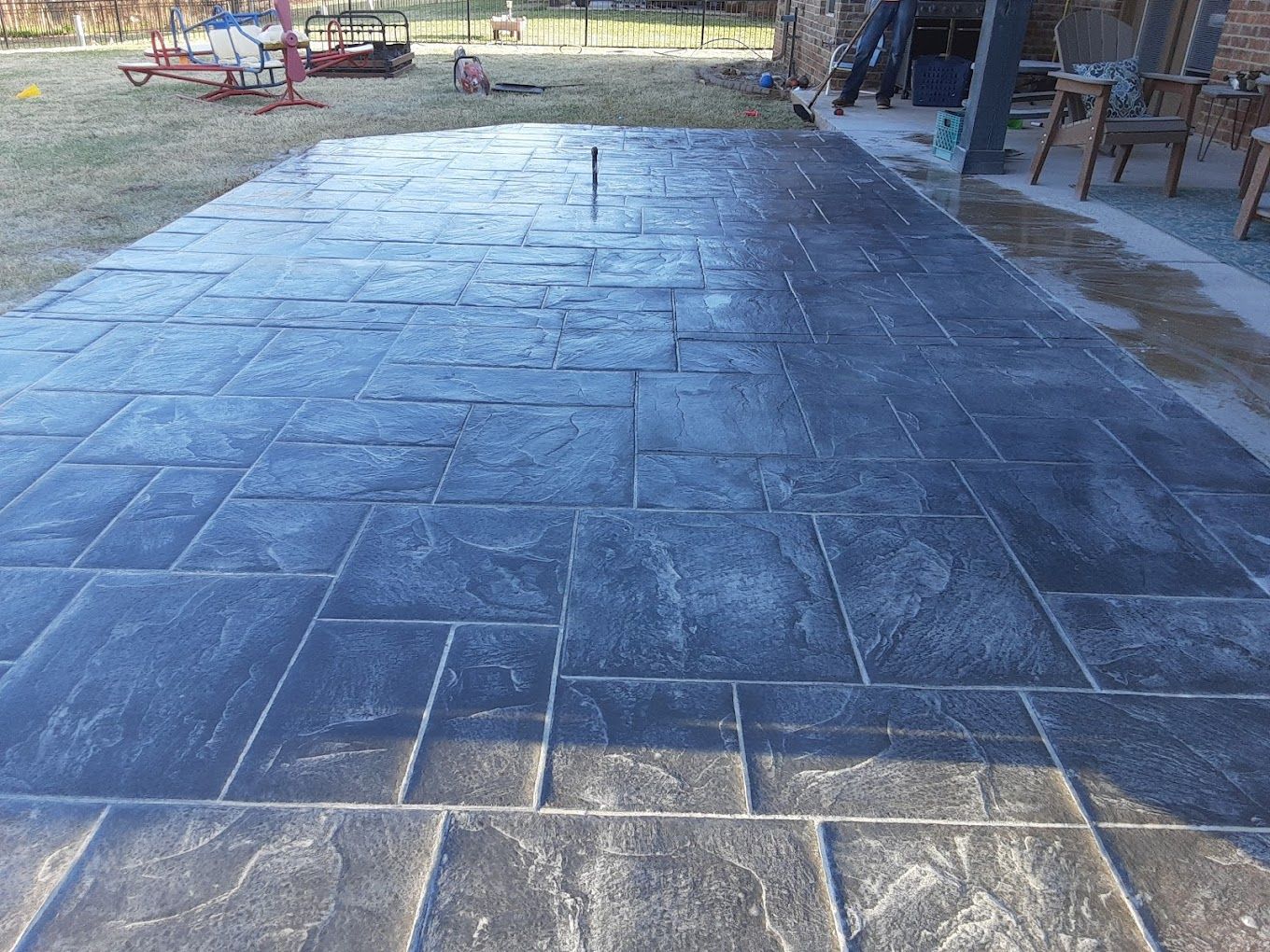 stamped concrete patio slab in North York