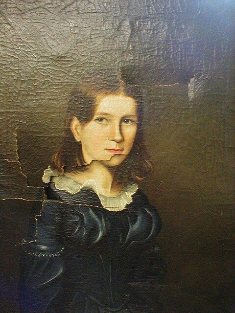 Woman Painting Before Restoration — Alexandria, VA — Buchanan and Kiguel Fine Custom Picture Framing