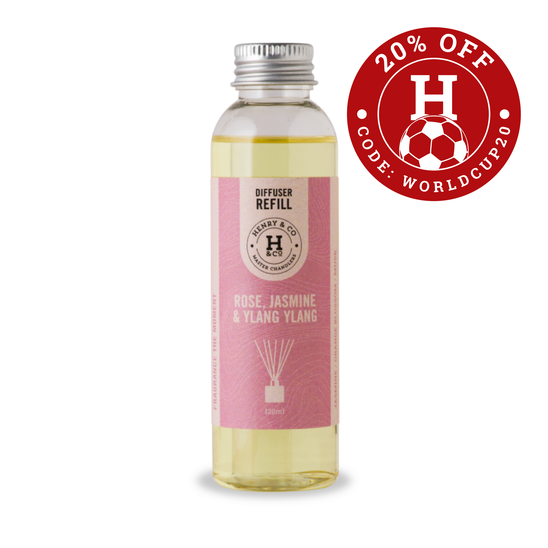 rose, jasmine & ylang ylang reed diffuser refill