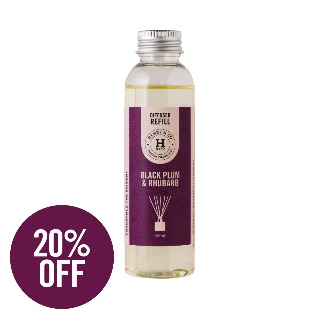 black plum & rhubarb reed diffuser refill