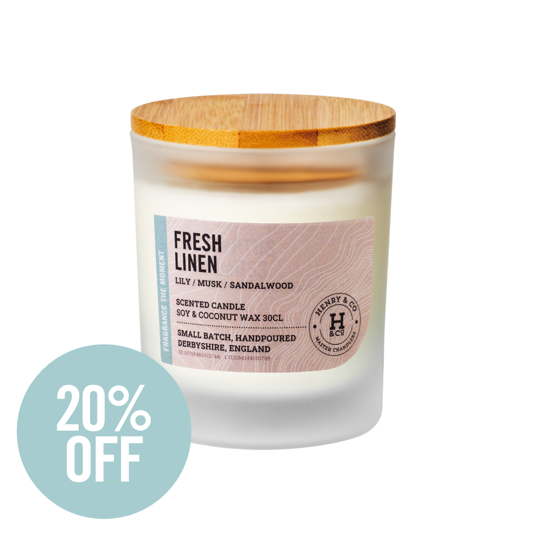 fresh linen scented candle with lid