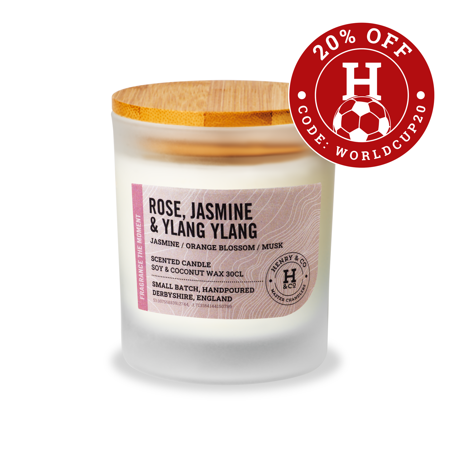 rose, jasmine & ylang ylang scented candle