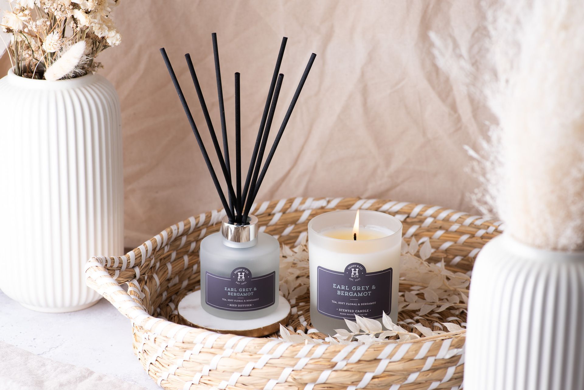 Earl grey and bergamot home fragrance collection