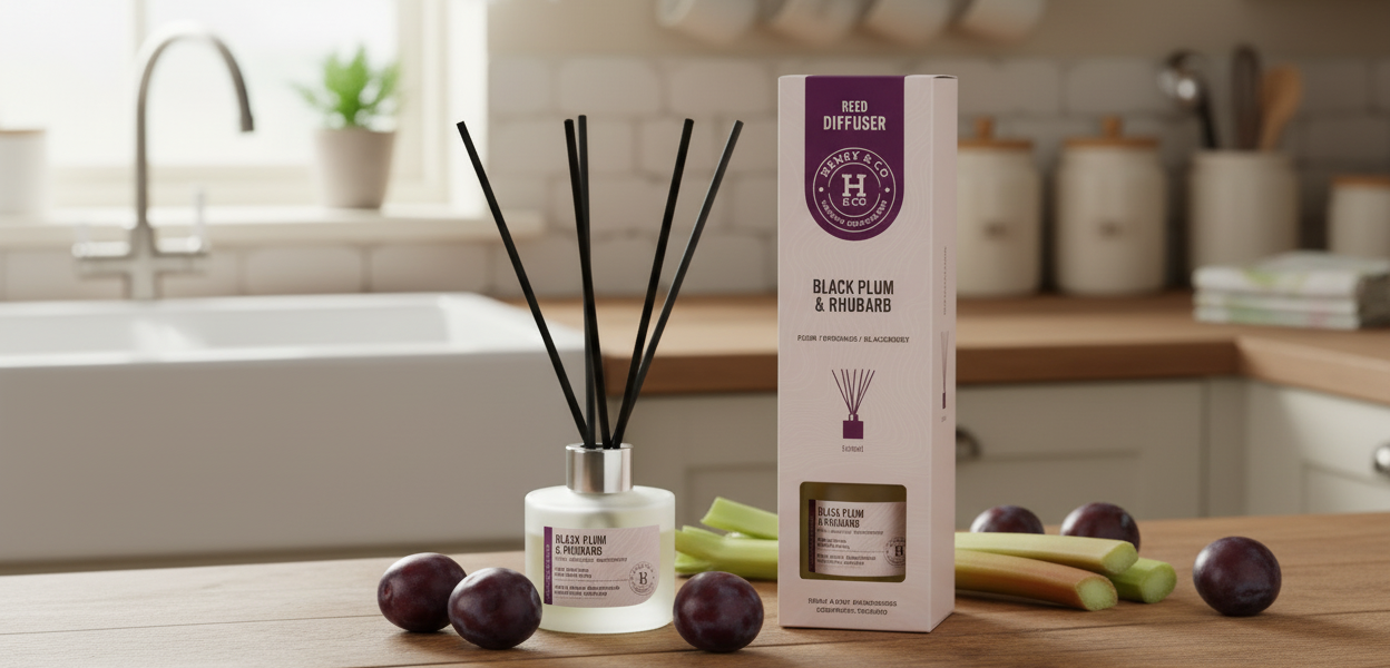 black plum and rhubarb home fragrance collection