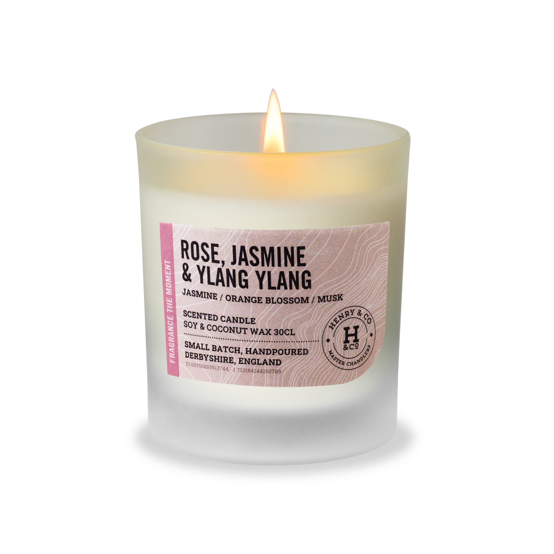 Rose, Jasmine & Ylang Ylang Scented Candle Lit