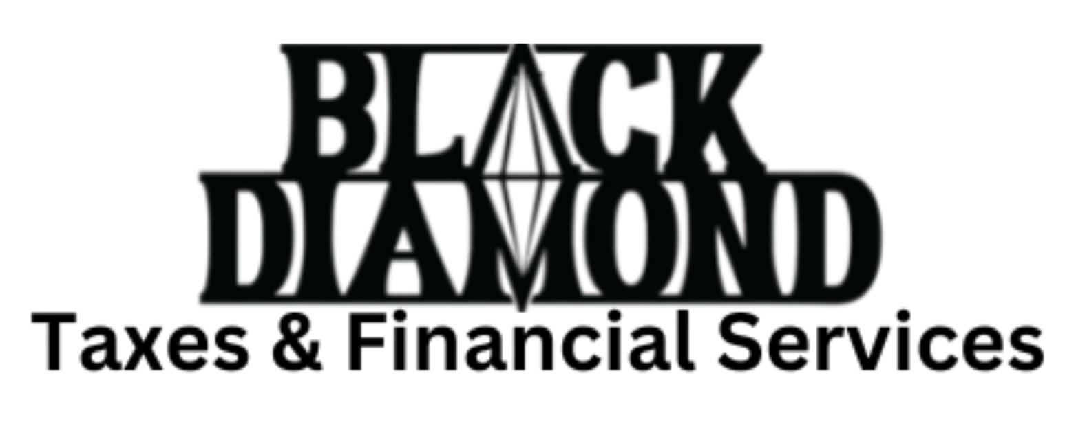 Black Diamond Taxes & Financial Services logo in black and white.
