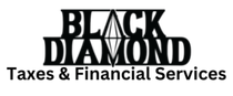 Black Diamond Taxes & Financial Services logo in black and white.
