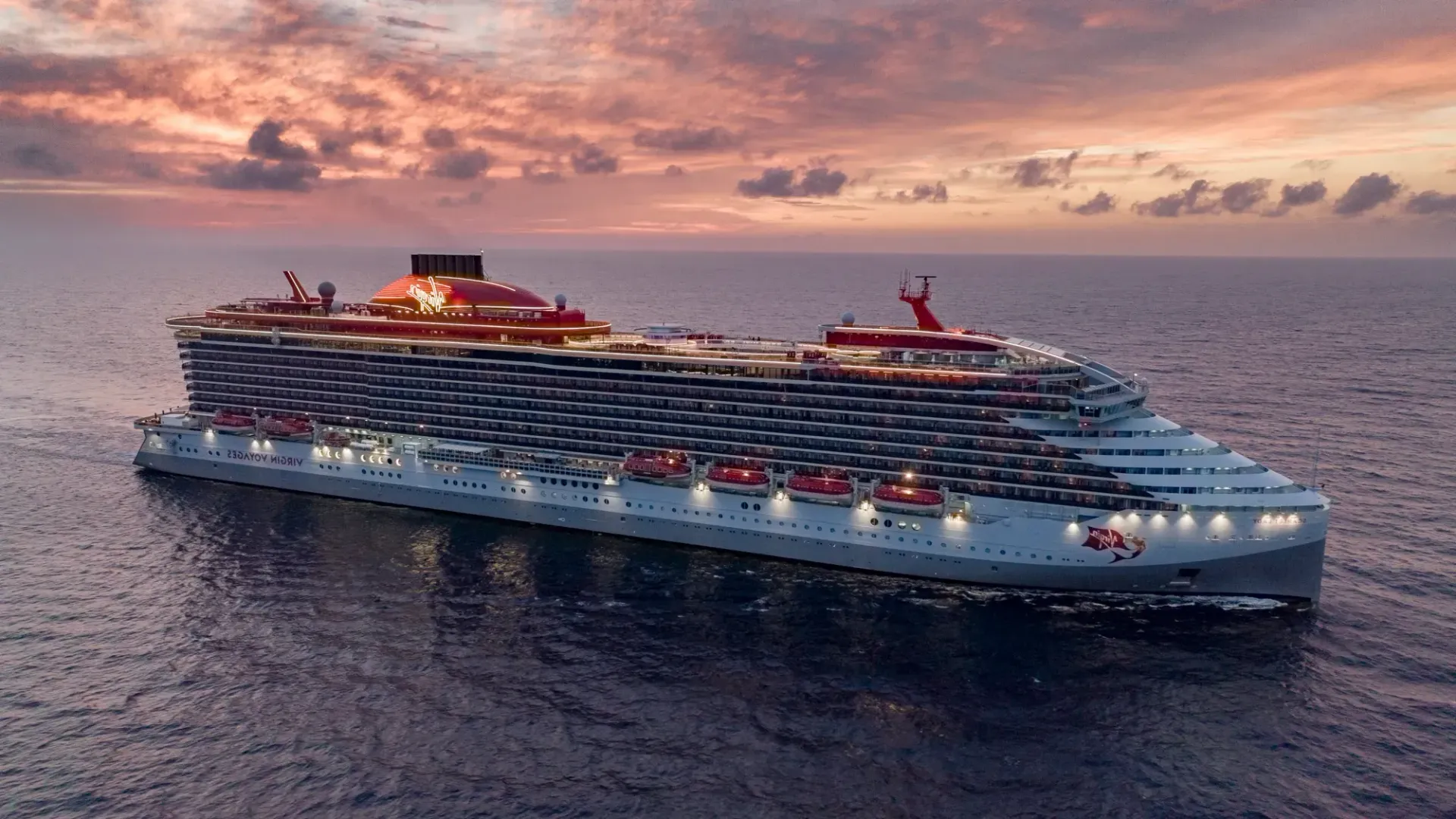 Virgin Voyages cruise ship at sea