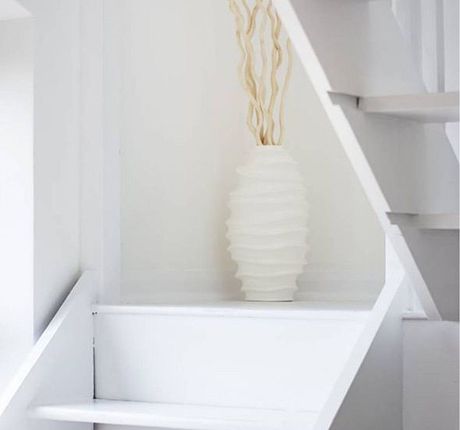 White wooden stairs closeup interior design