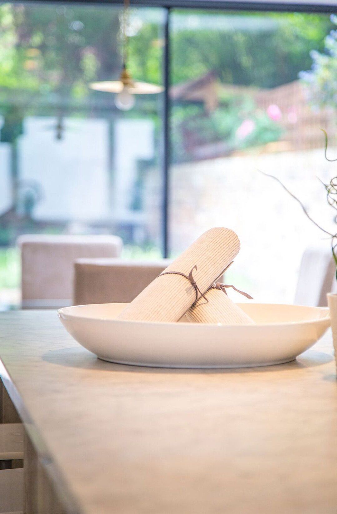 White plate closeup interior design