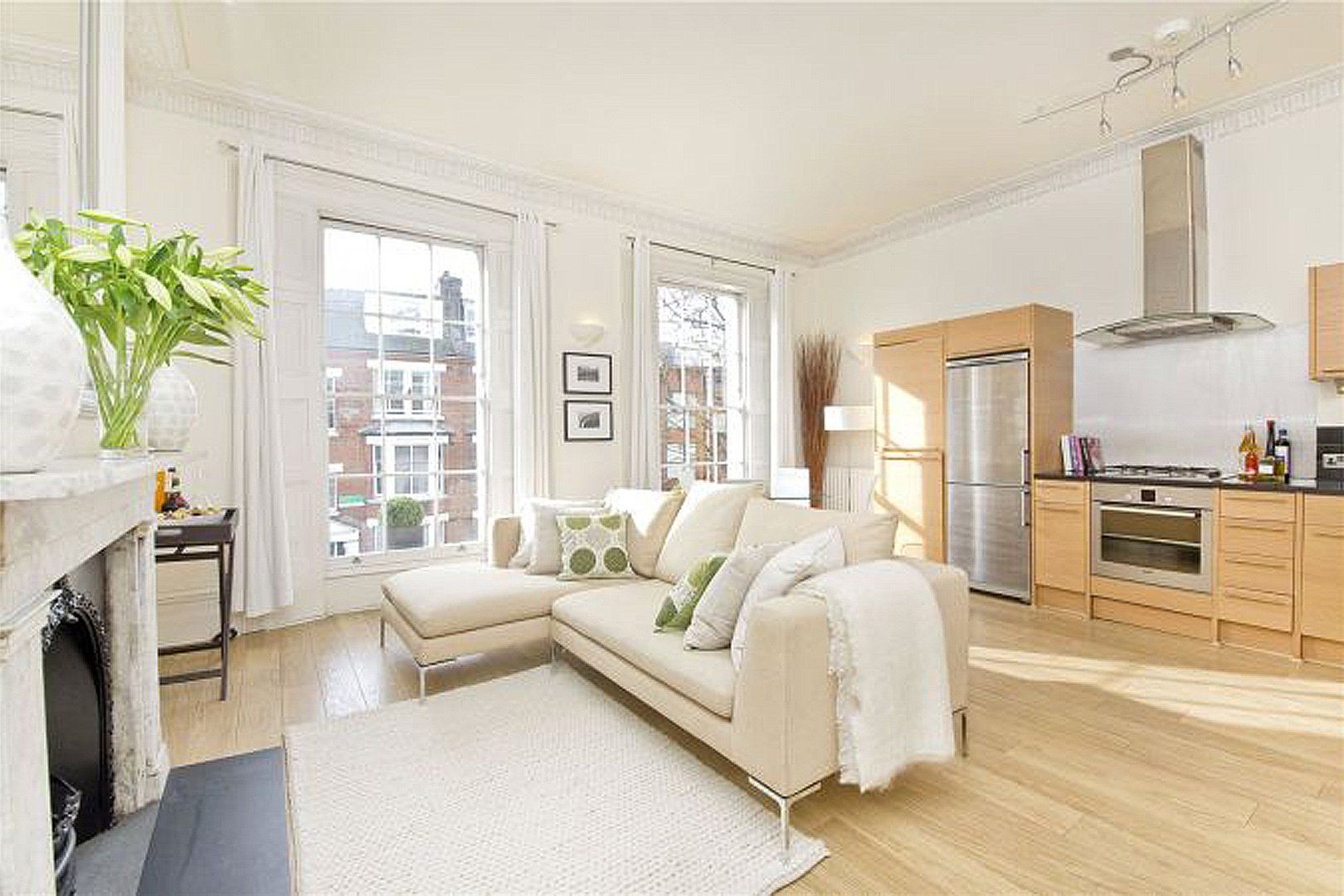 Open space with kitchen and livingroom interior design