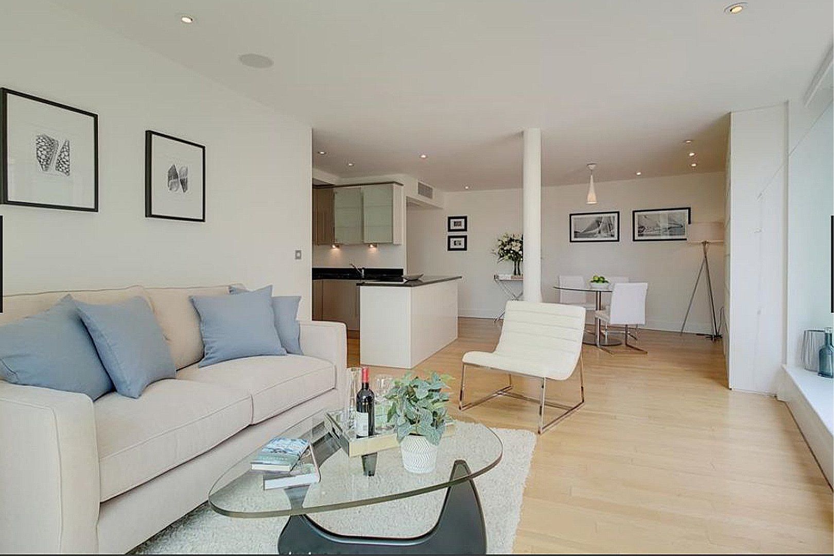 Open space with kitchen, dining area and livingroom interior design