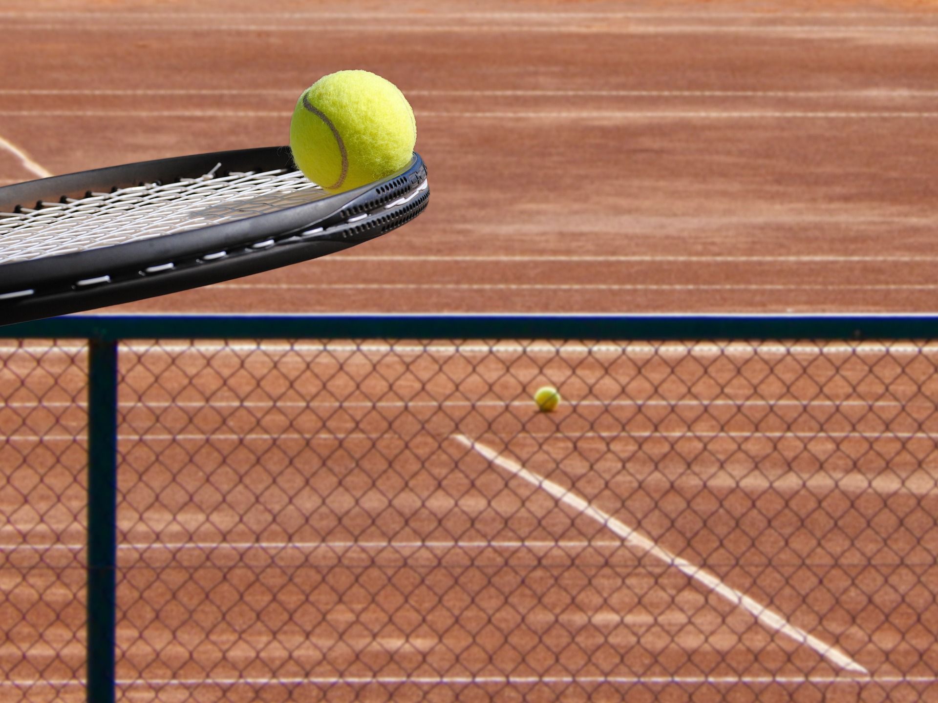Tennis Ball Racket On Court