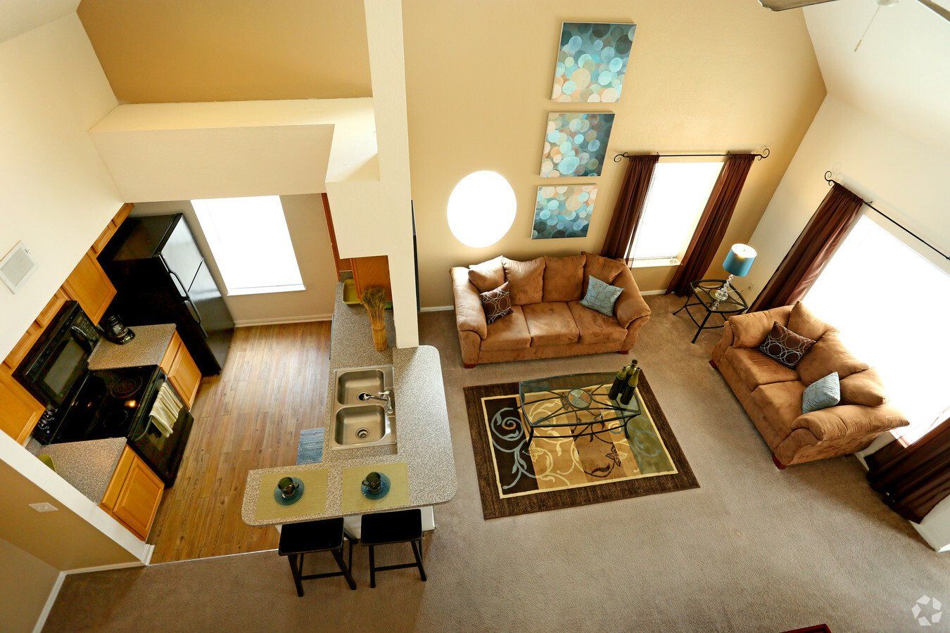 Twin oaks interior living room