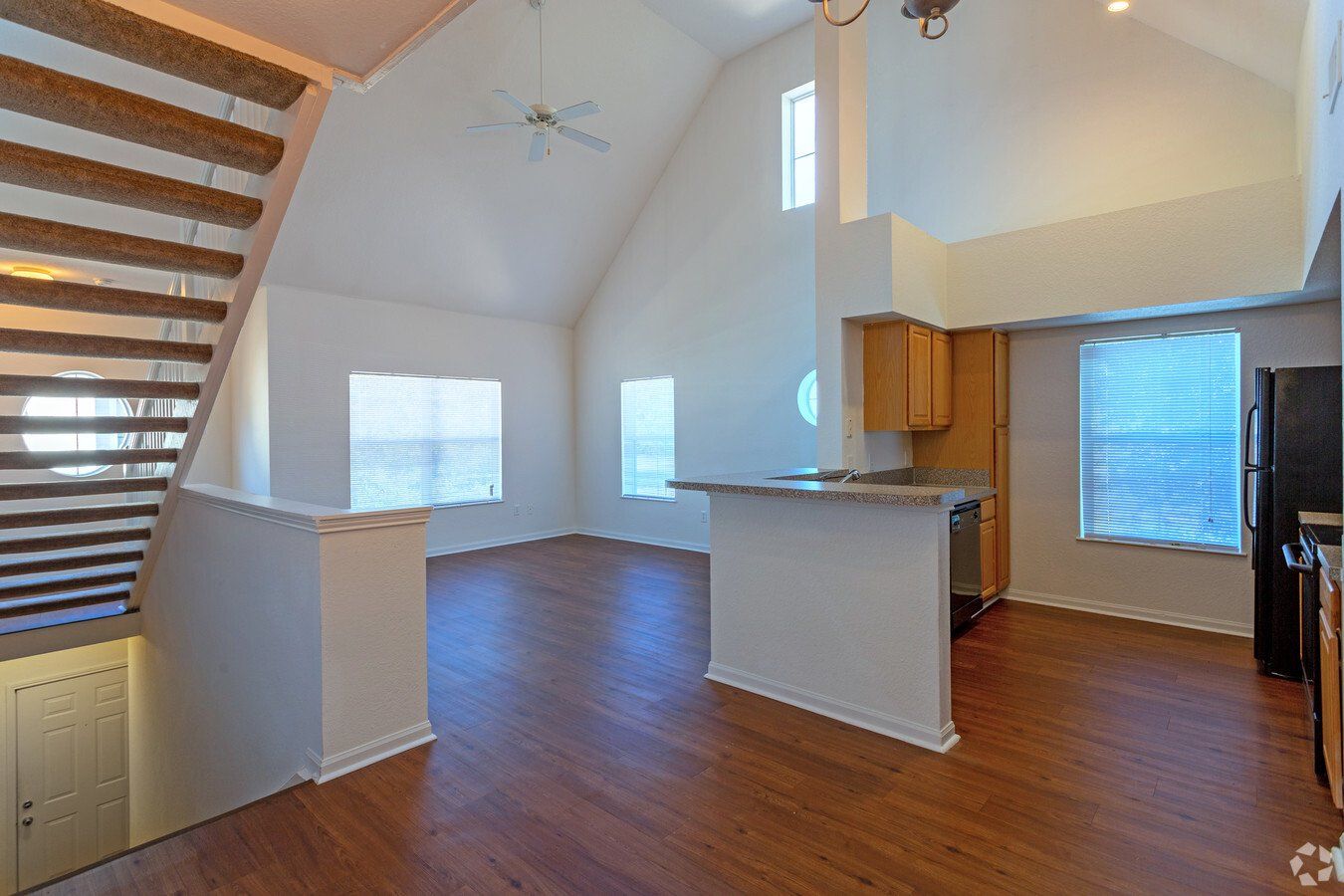 Twin Oaks interior kitchen and living area