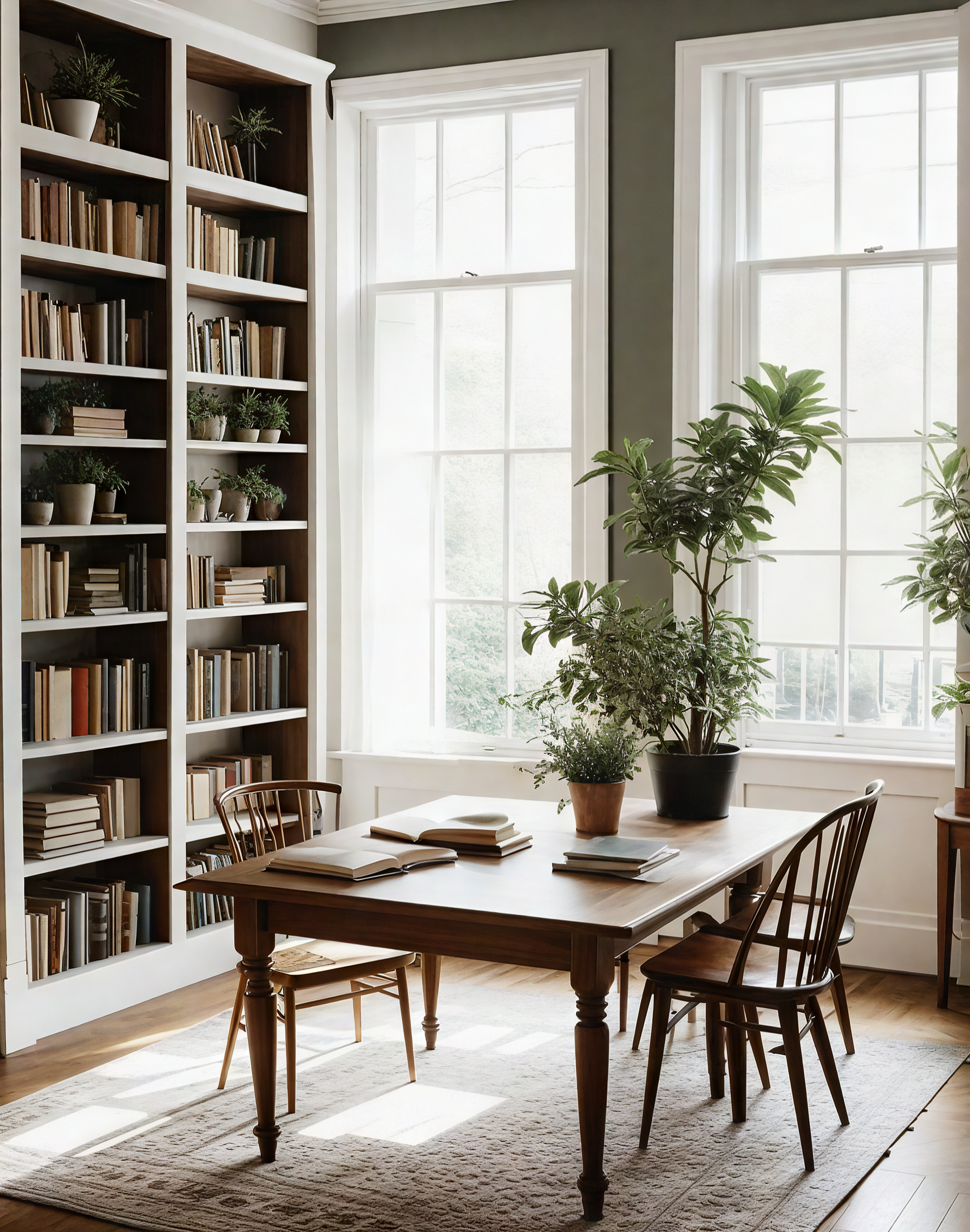 A living room with a staircase leading up to the second floor.