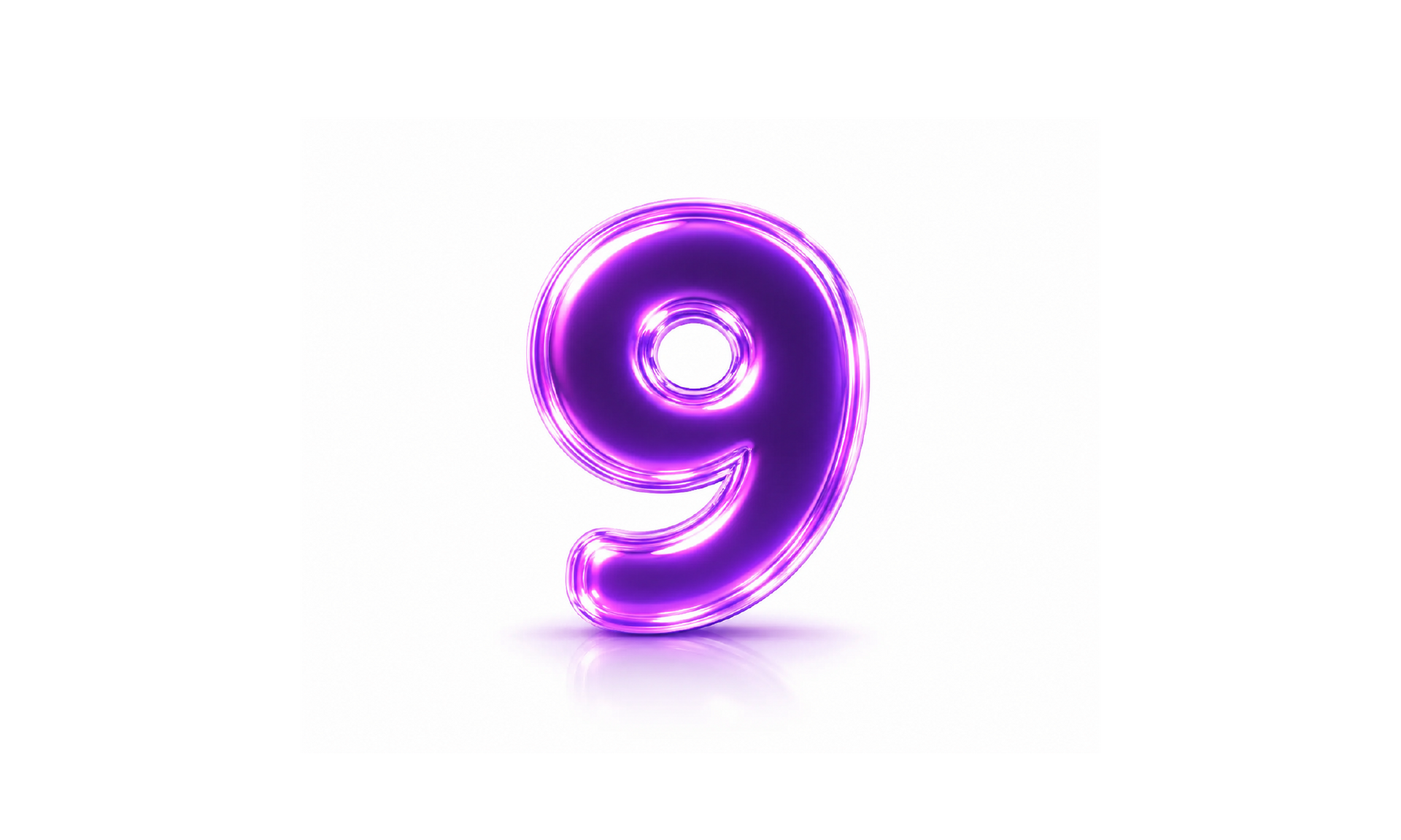 Glowing purple number one.