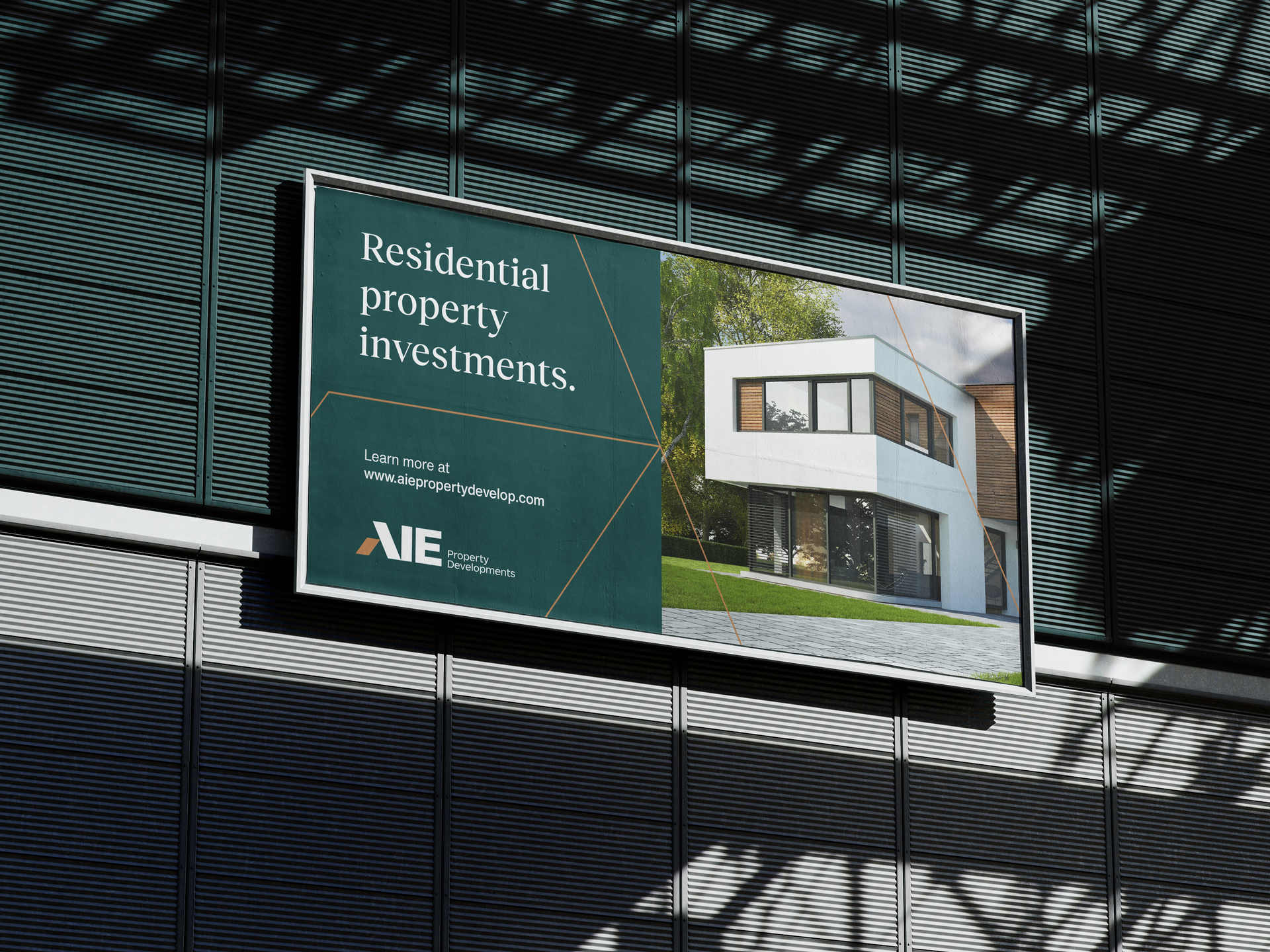 A billboard on the side of a building advertising residential property investments