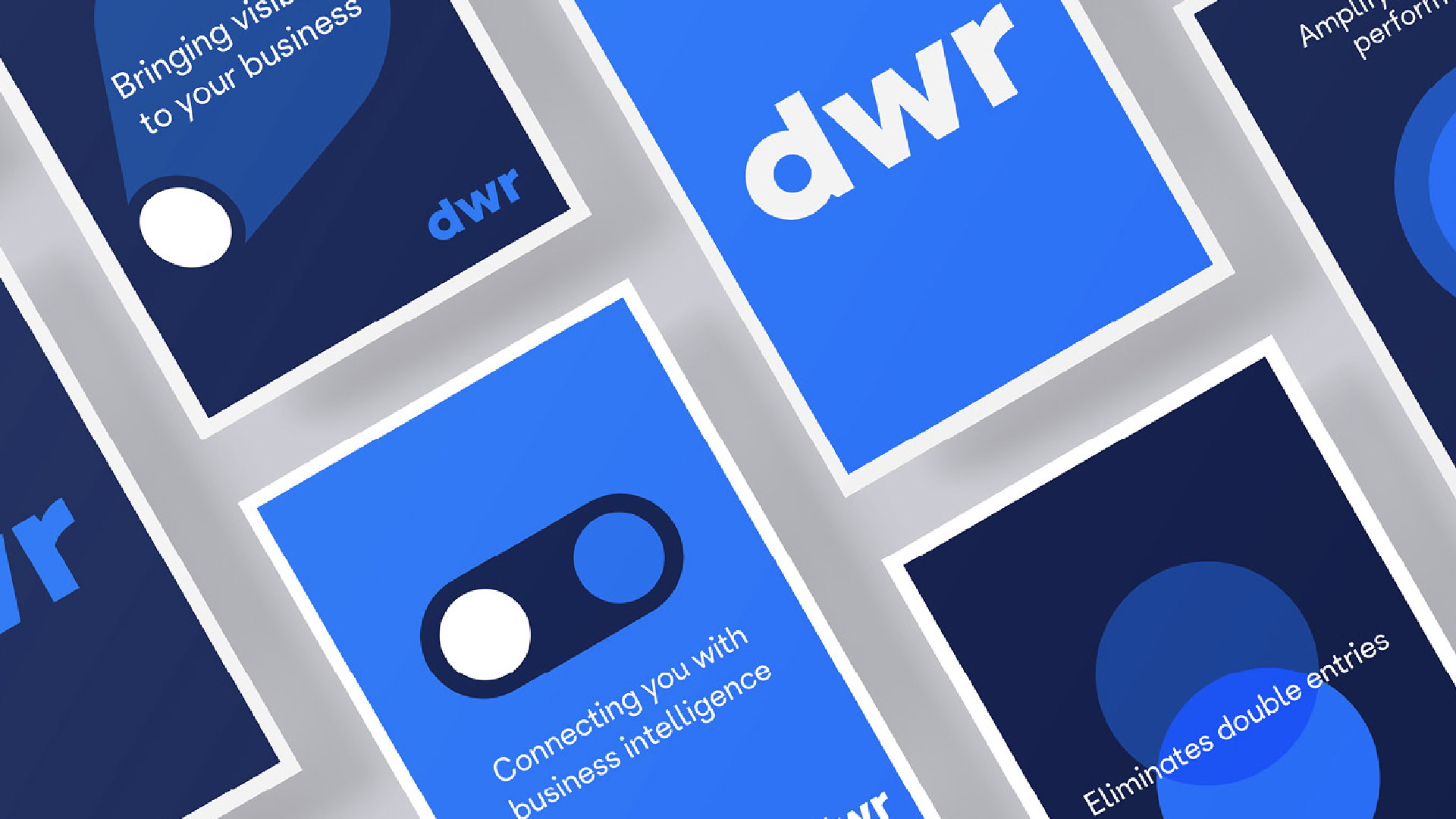 a row of blue cards with the word dwr on them