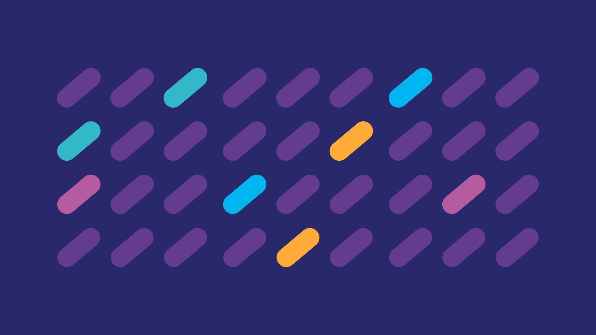 a pattern of purple , blue , and orange dots on a purple background .