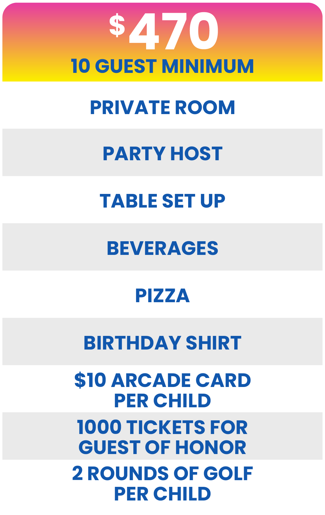 funtastic party package reno