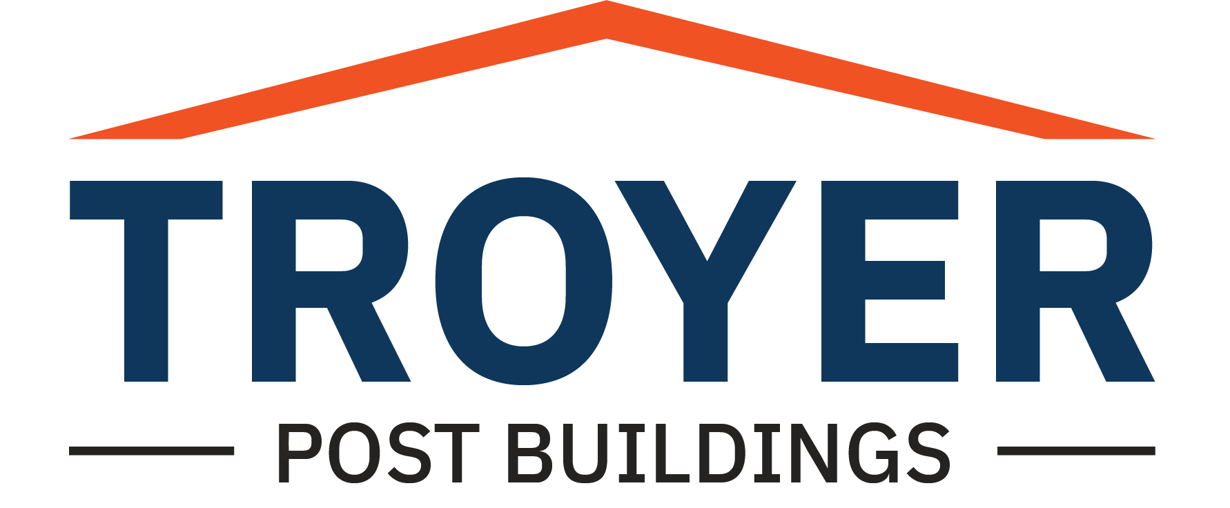 A logo for a company called troyer post buildings.