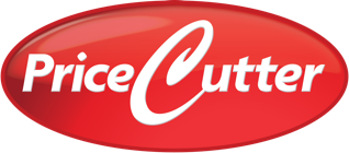Price Cutter logo, white text on a red oval, includes the store name.