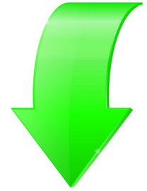 A green arrow pointing down on a white background.