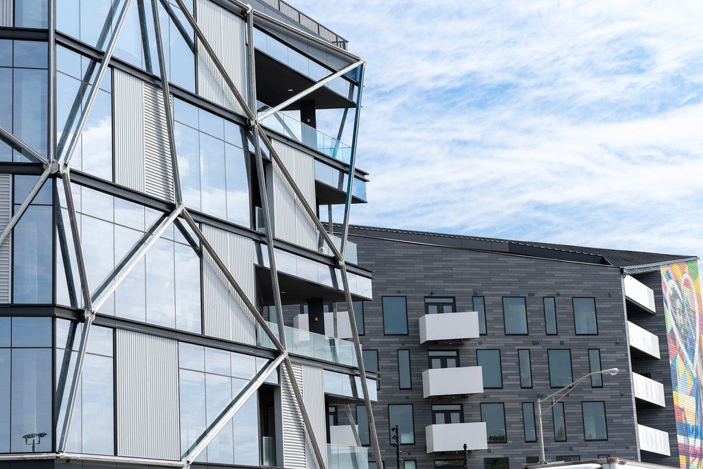 A building with a lot of windows and balconies