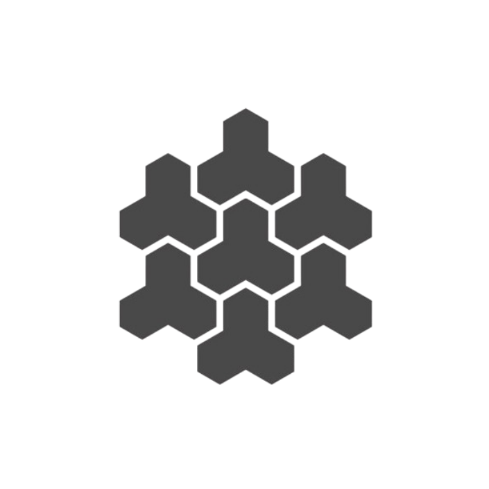 A black and white icon of a honeycomb on a white background.