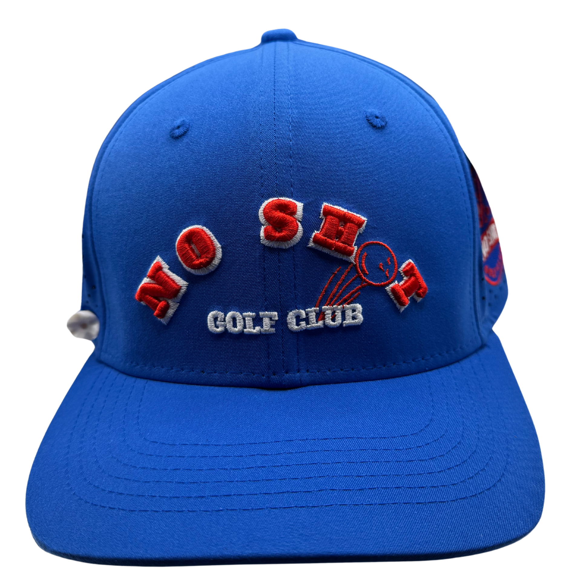 No Shot Golf Club – Royal Blue 6-Panel Hat with Red Embossed Logo