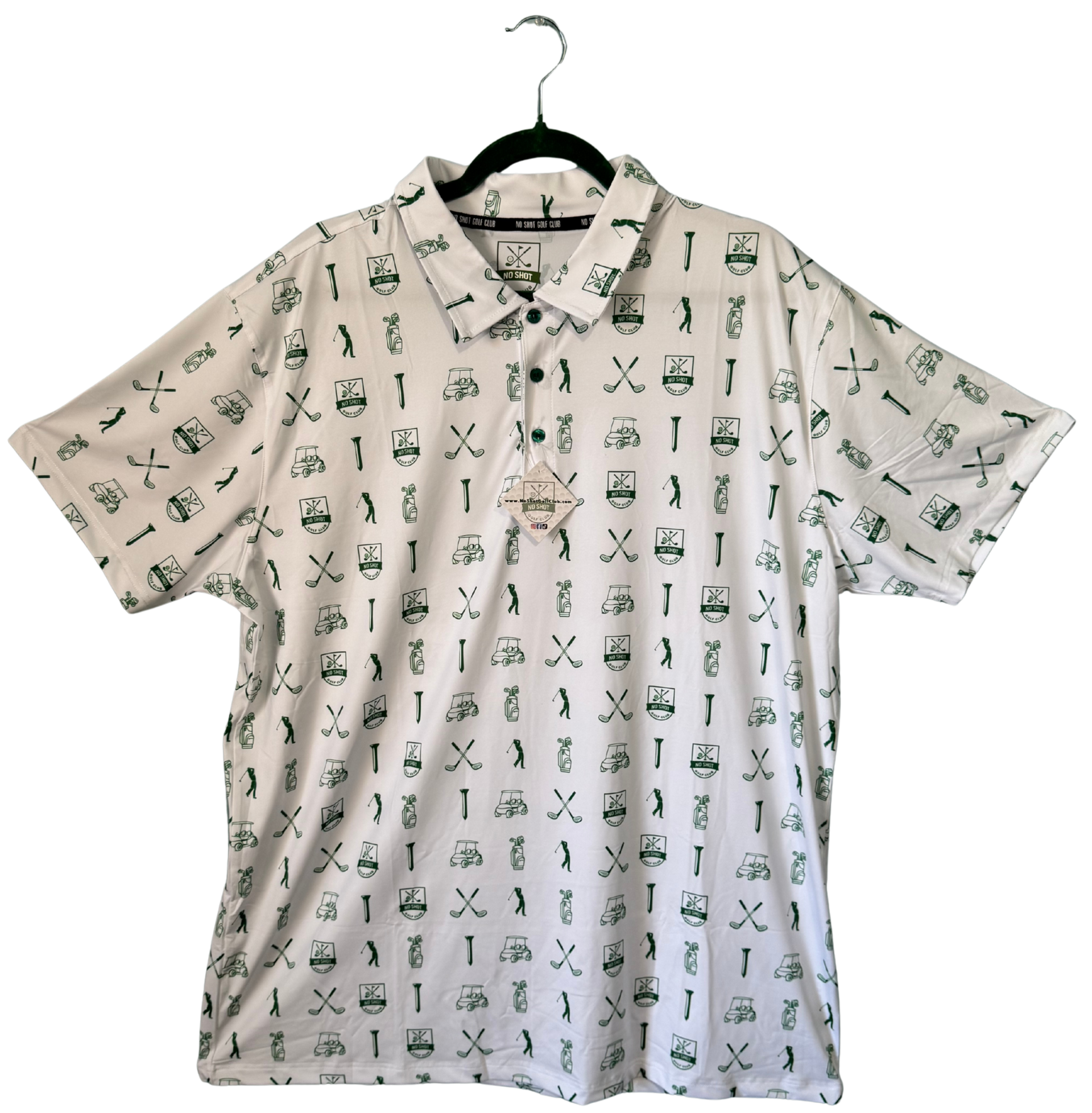 Signature All-Over Polo – Kelly Green on White