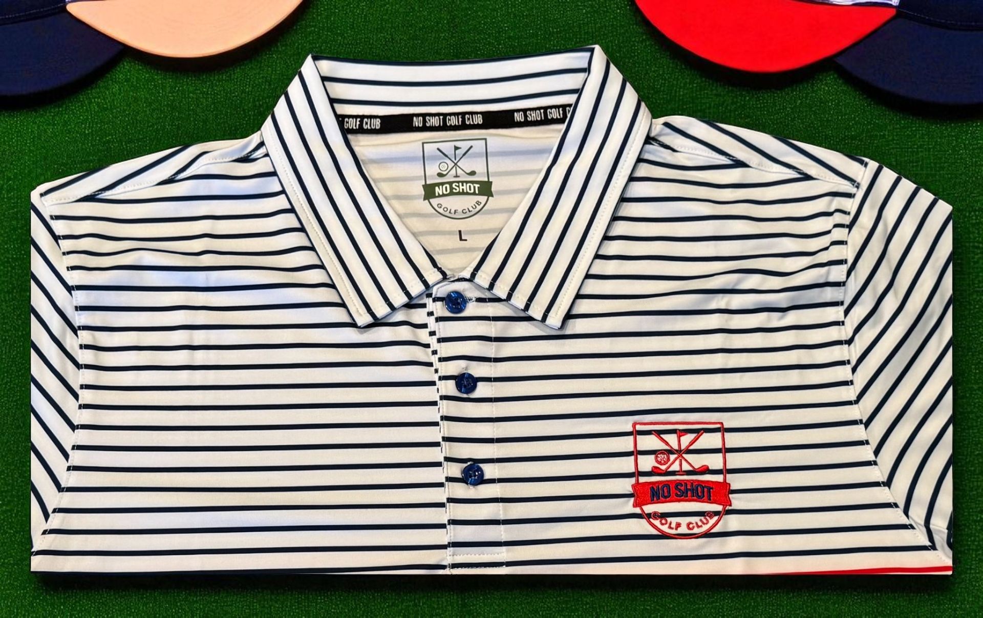 Signature Embroidered Polo – White, Navy & Red