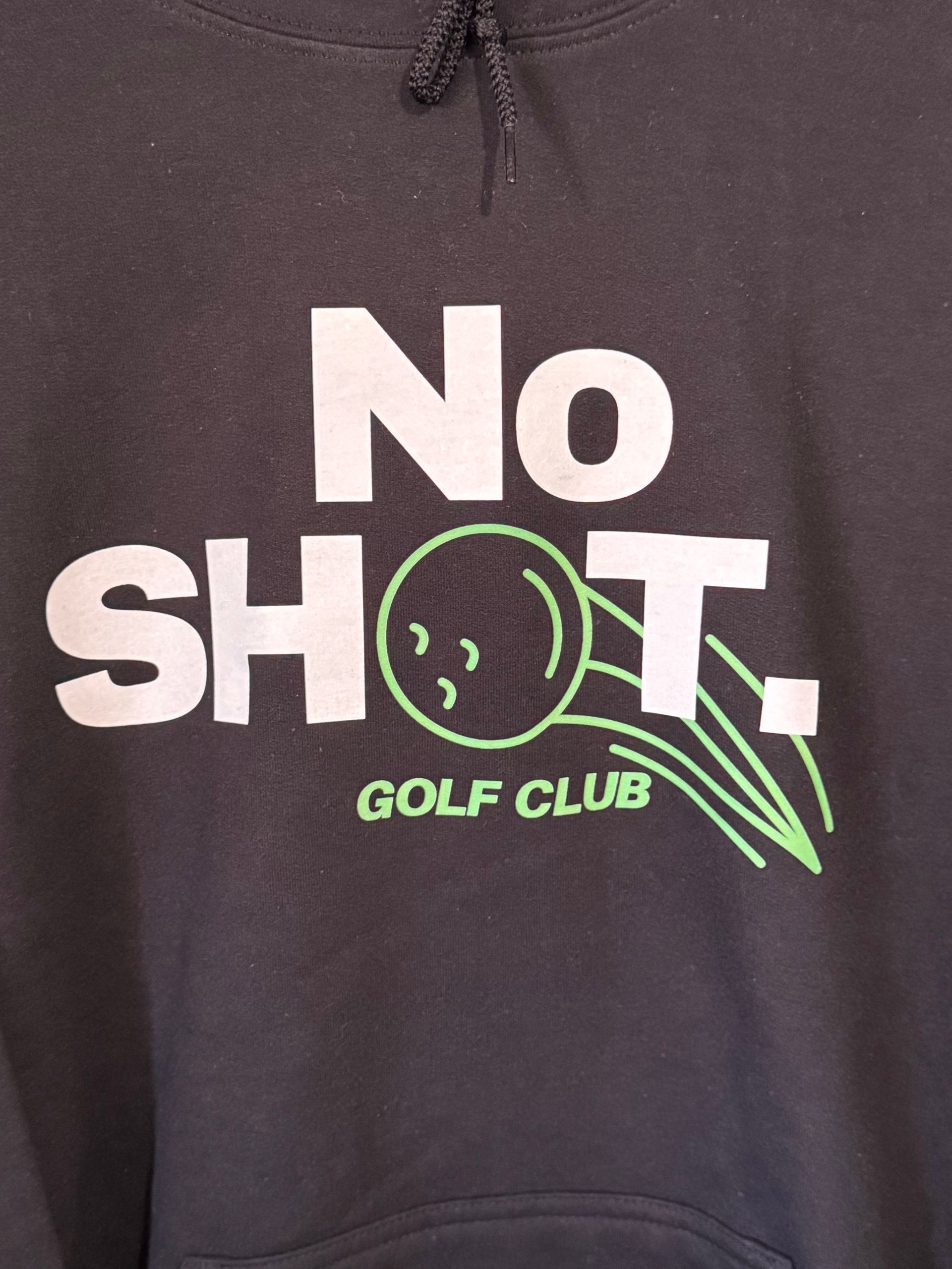No Shot Golf Club Black Hoodie – Vintage Front Graphic