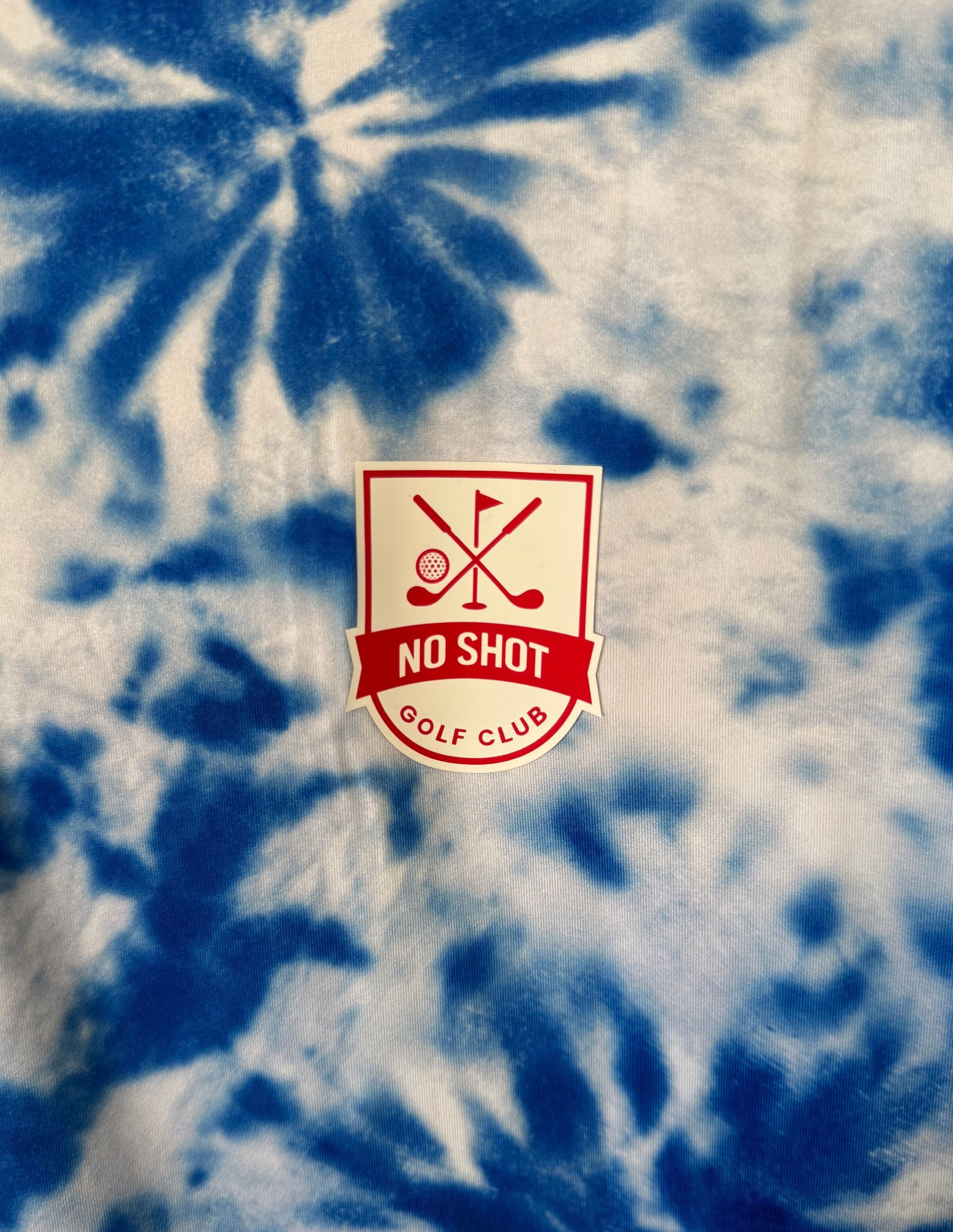 Royal Blue &White Tie-Dye Spray Print Polo – Premium Golf Shirt | No Shot Golf Club
