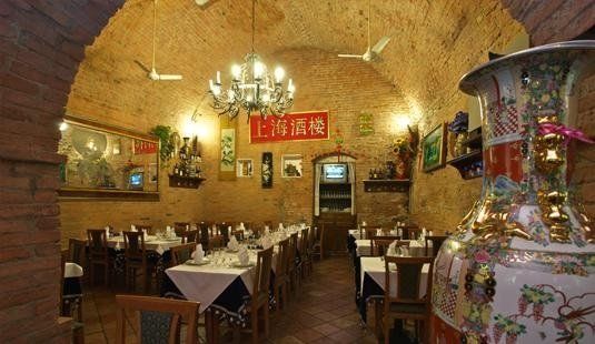 Spacious indoor hall with oriental decorations