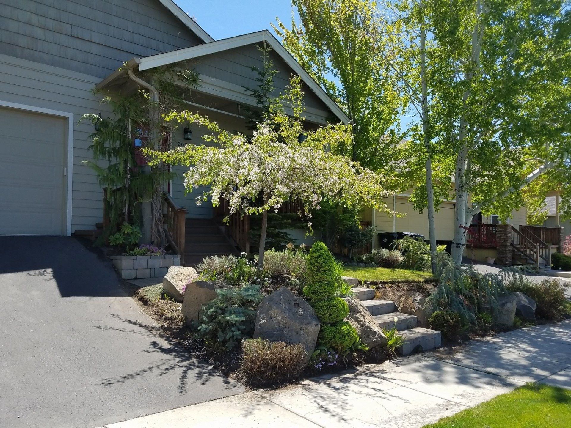 Landscaping in front of the residential house