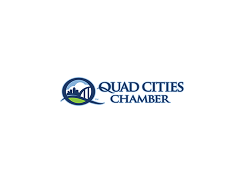 The quad cities chamber logo is on a white background.