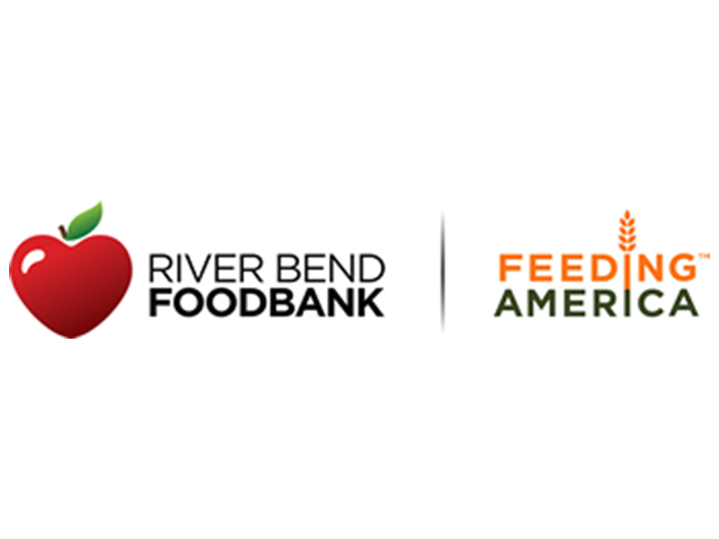 The logo for river bend foodbank and feeding america