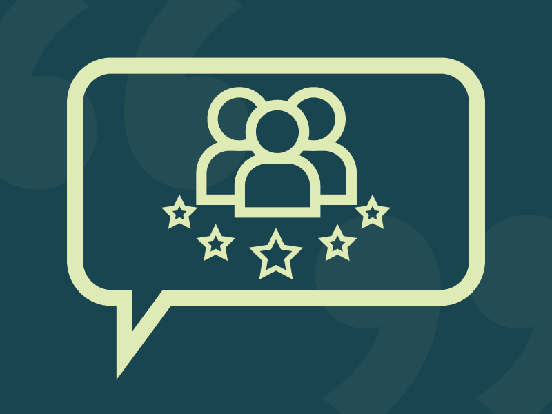 A speech bubble with a group of people and stars inside of it.