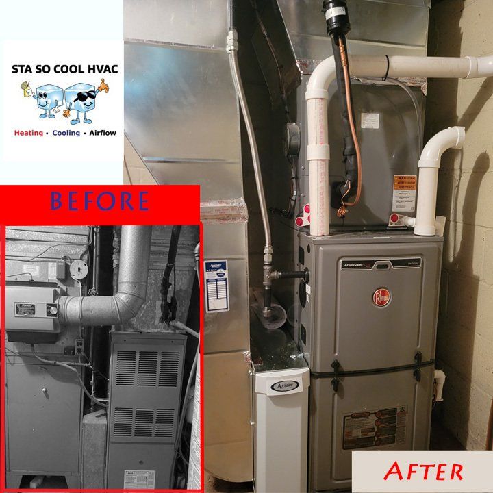 STA SO COOL HVAC Logo And Before And After — Sewickley, PA — Sta So Cool HVAC