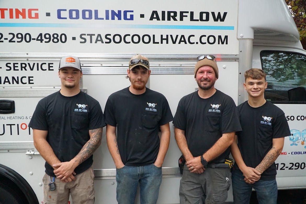 A team of AC technicians before an air conditioning installation in Bridgeville, PA