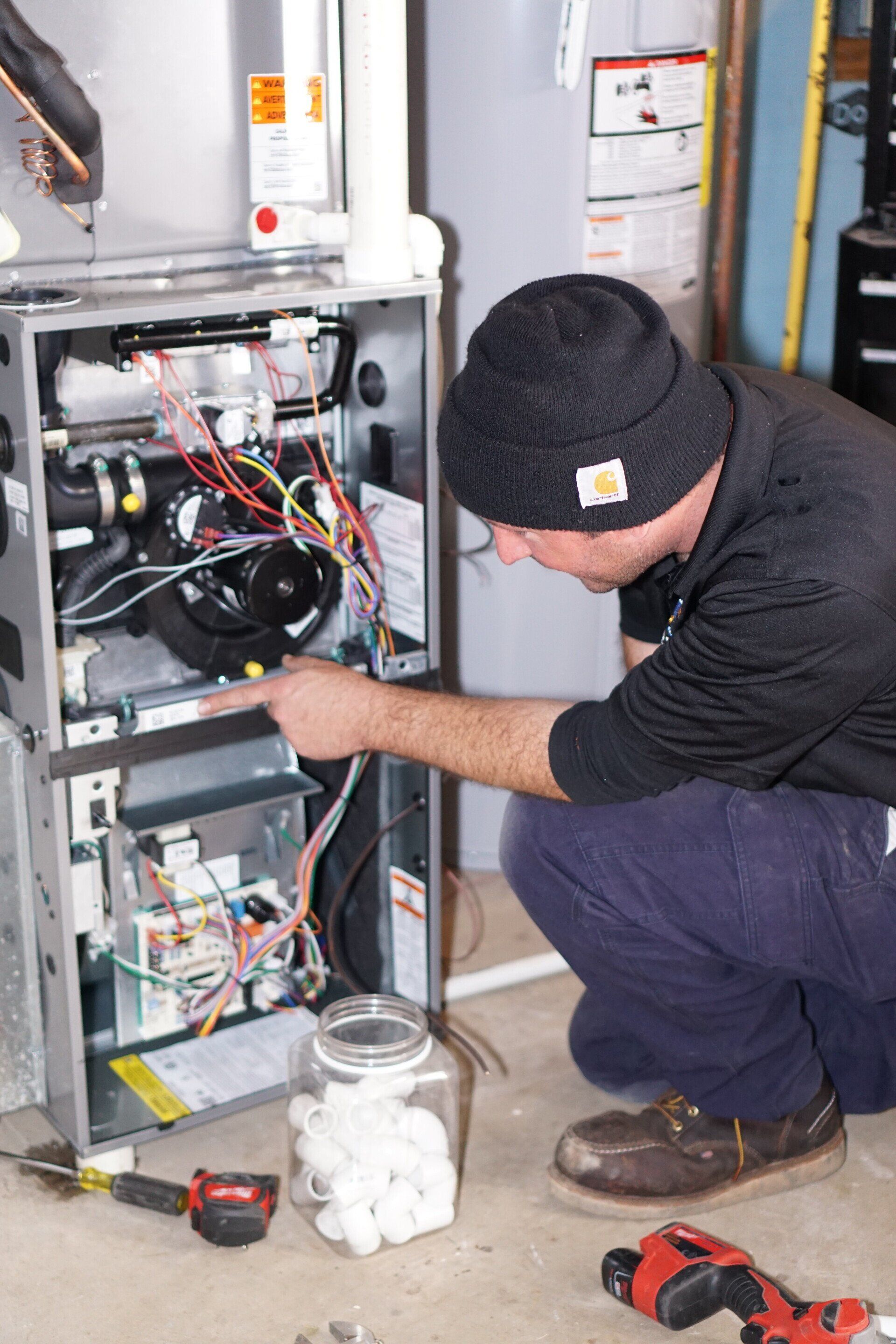 Gino Installing A New Furnace — Sewickley, PA — Sta So Cool HVAC