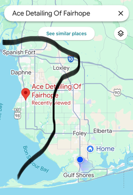 Ace Mobile Detailing service area