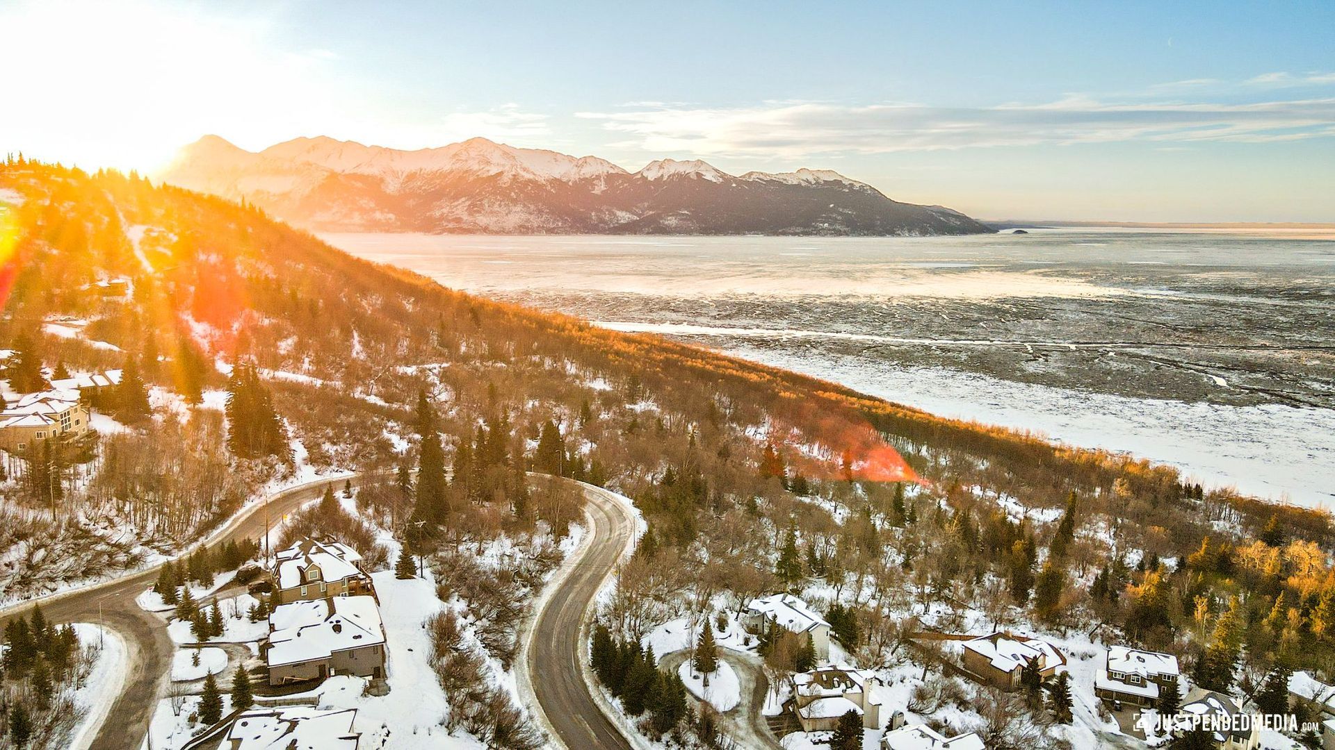 aerial photo of snowy landscape